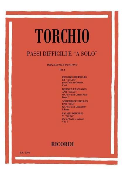 Passi Difficili E "A Solo" per Flauto e Ottavino Vol.I - B. Torchio | Suono Flauti